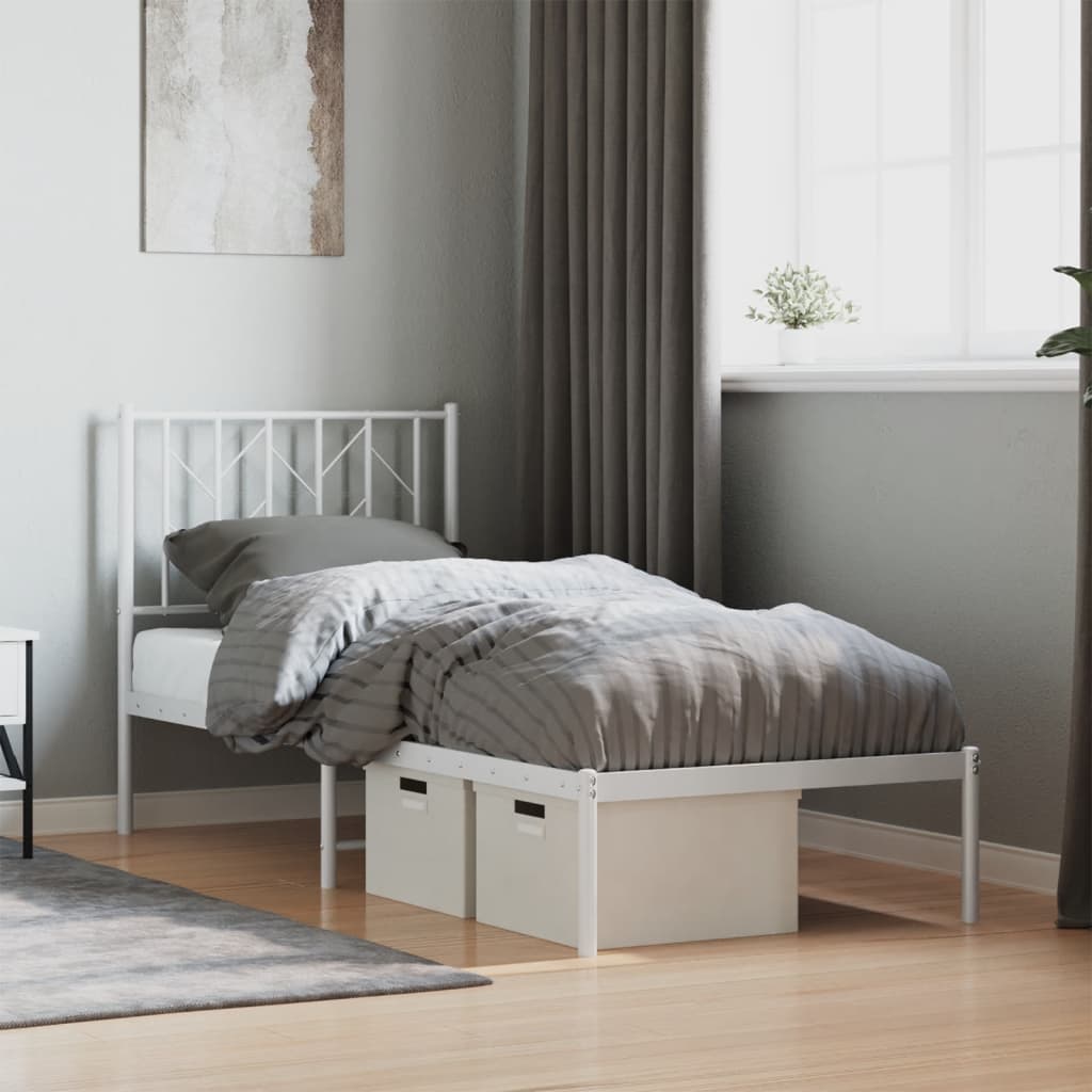 sengeramme uden madras med hovedgærde 75x190 cm hvid
