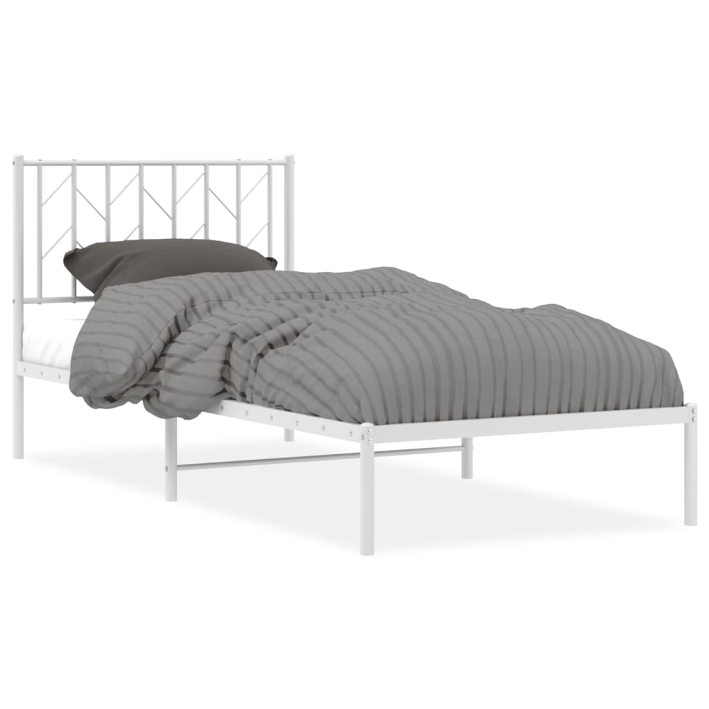 sengeramme med sengegavl 90x190 cm metal hvid