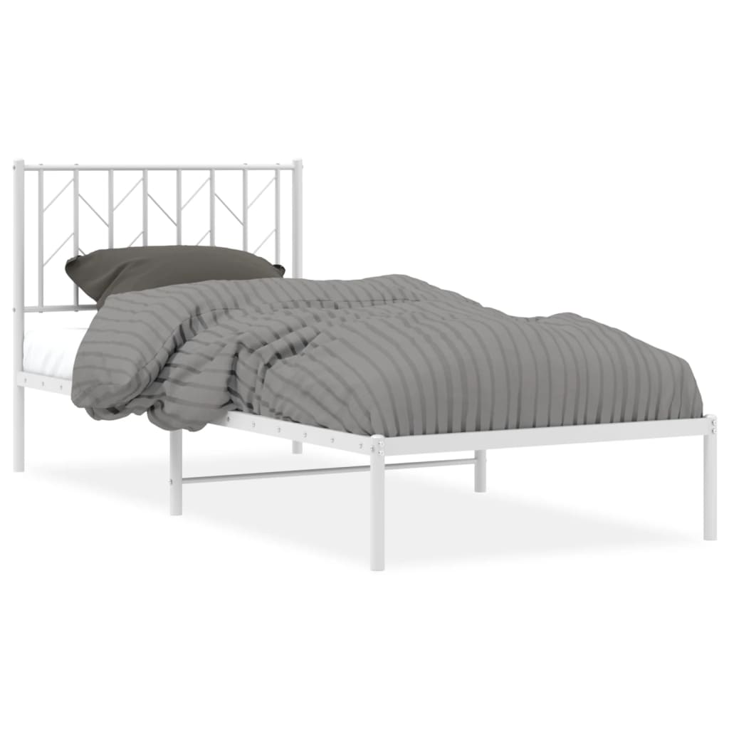 sengeramme med sengegavl 90x200 cm metal hvid