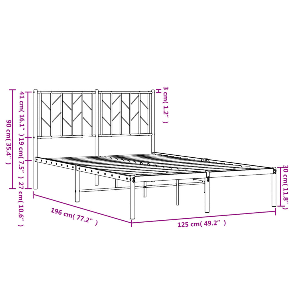 sengeramme med sengegavl 120x190 cm metal hvid