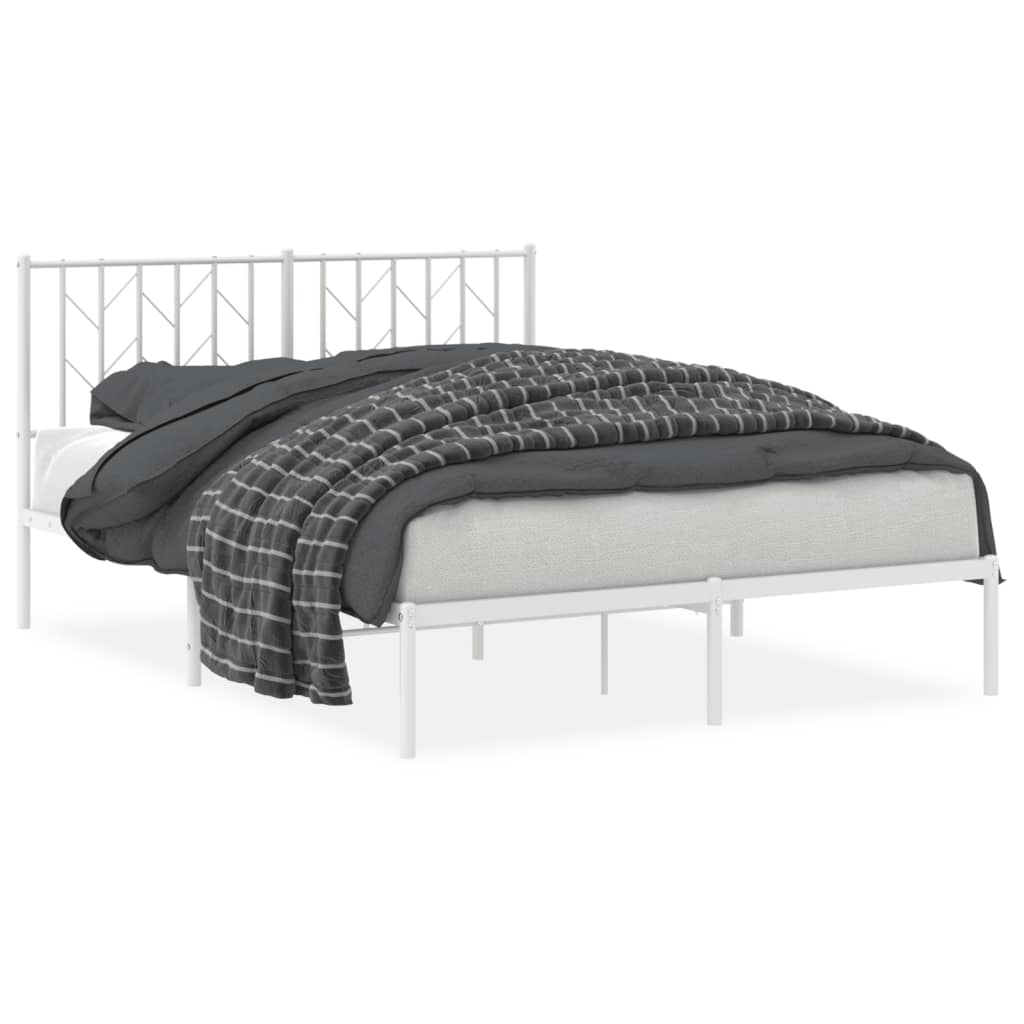sengeramme med sengegavl 140x190 cm metal hvid