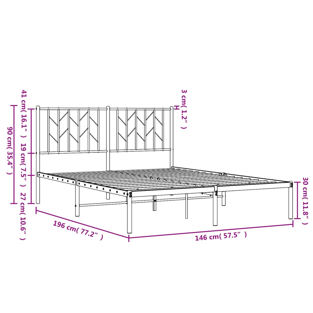 sengeramme med sengegavl 140x190 cm metal hvid