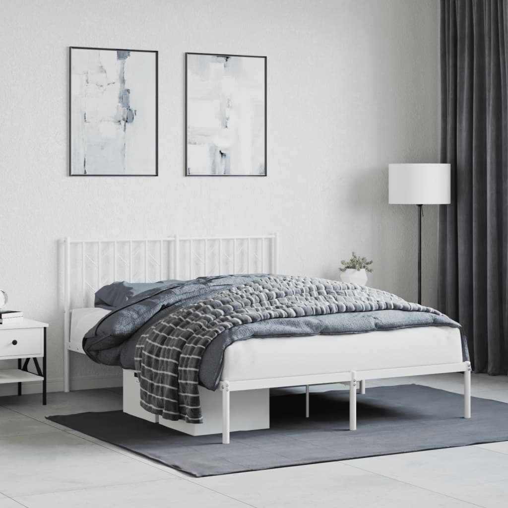 sengeramme med sengegavl 140x190 cm metal hvid