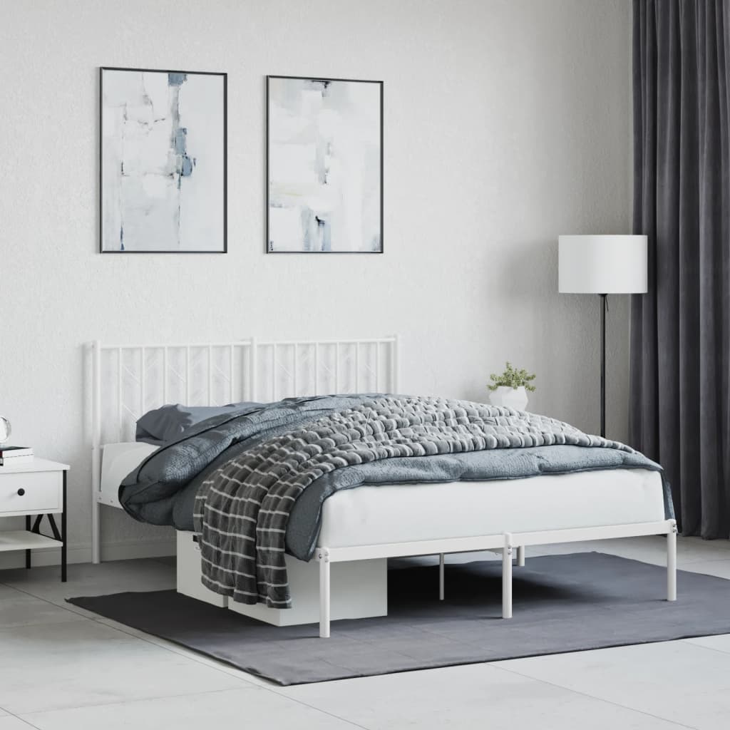 sengeramme med sengegavl 140x200 cm metal hvid