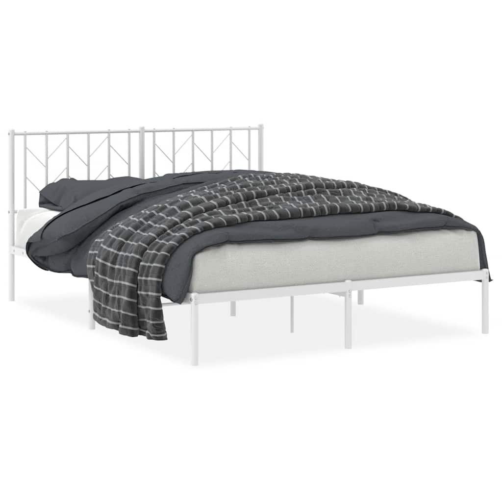 sengeramme med sengegavl 150x200 cm metal hvid
