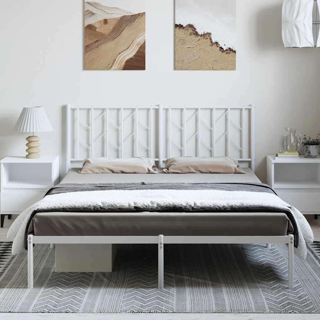 sengeramme med sengegavl 150x200 cm metal hvid