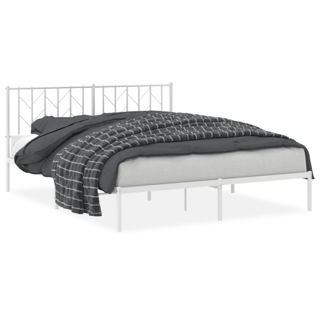 sengeramme med sengegavl 160x200 cm metal hvid