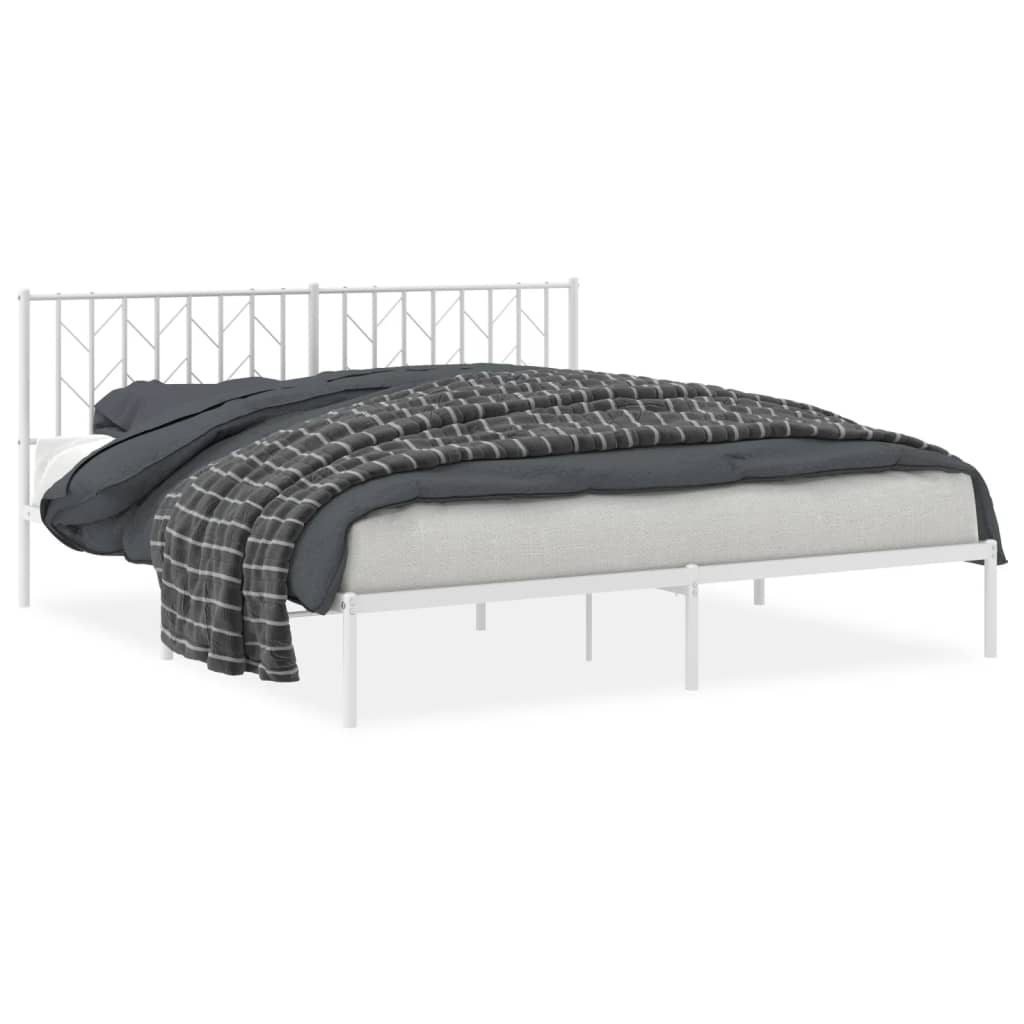 sengeramme med sengegavl 183x213 cm metal hvid