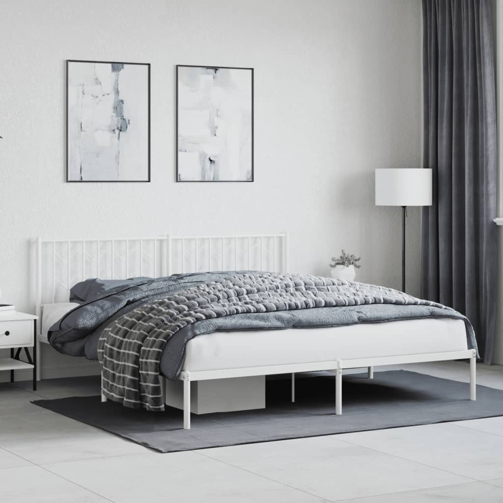 sengeramme med sengegavl 183x213 cm metal hvid