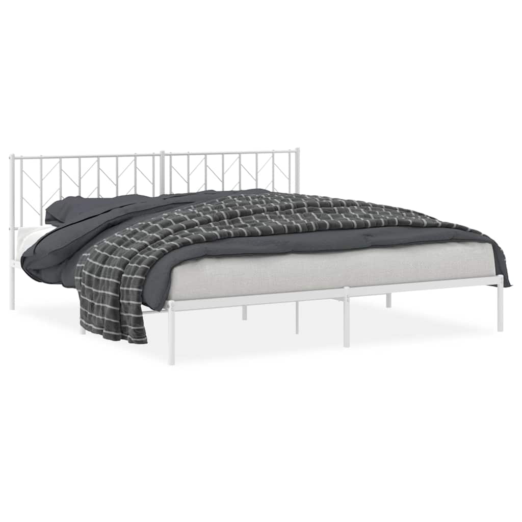 sengeramme med sengegavl 193x203 cm metal hvid