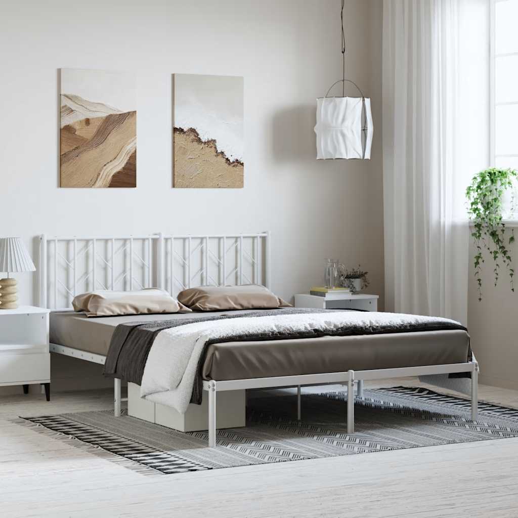 sengeramme med sengegavl 193x203 cm metal hvid