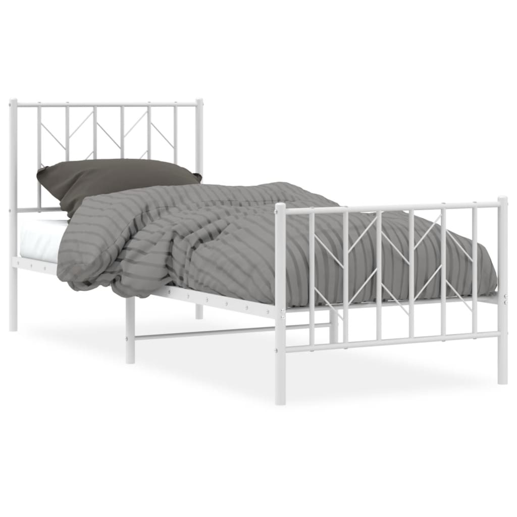 sengeramme med sengegavl og fodgærde 80x200 cm metal hvid