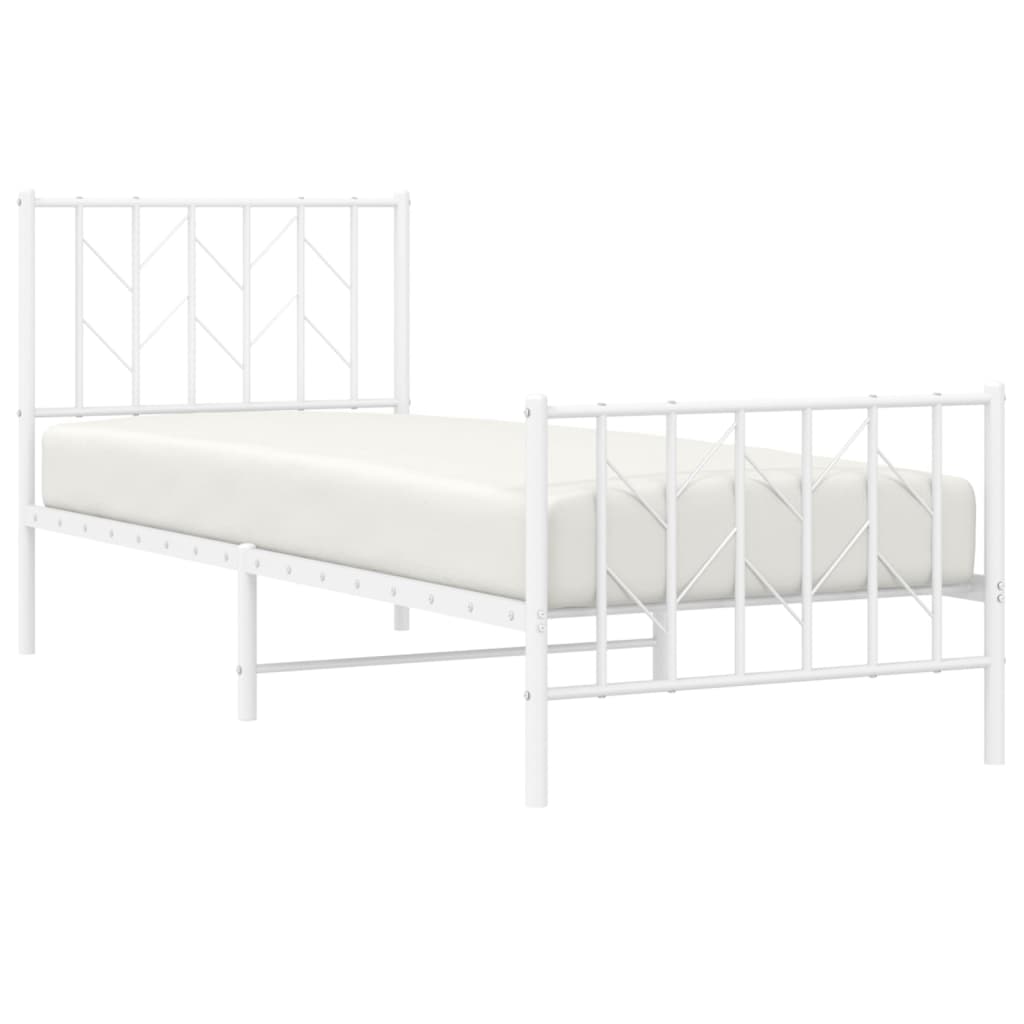 sengeramme med sengegavl og fodgærde 80x200 cm metal hvid