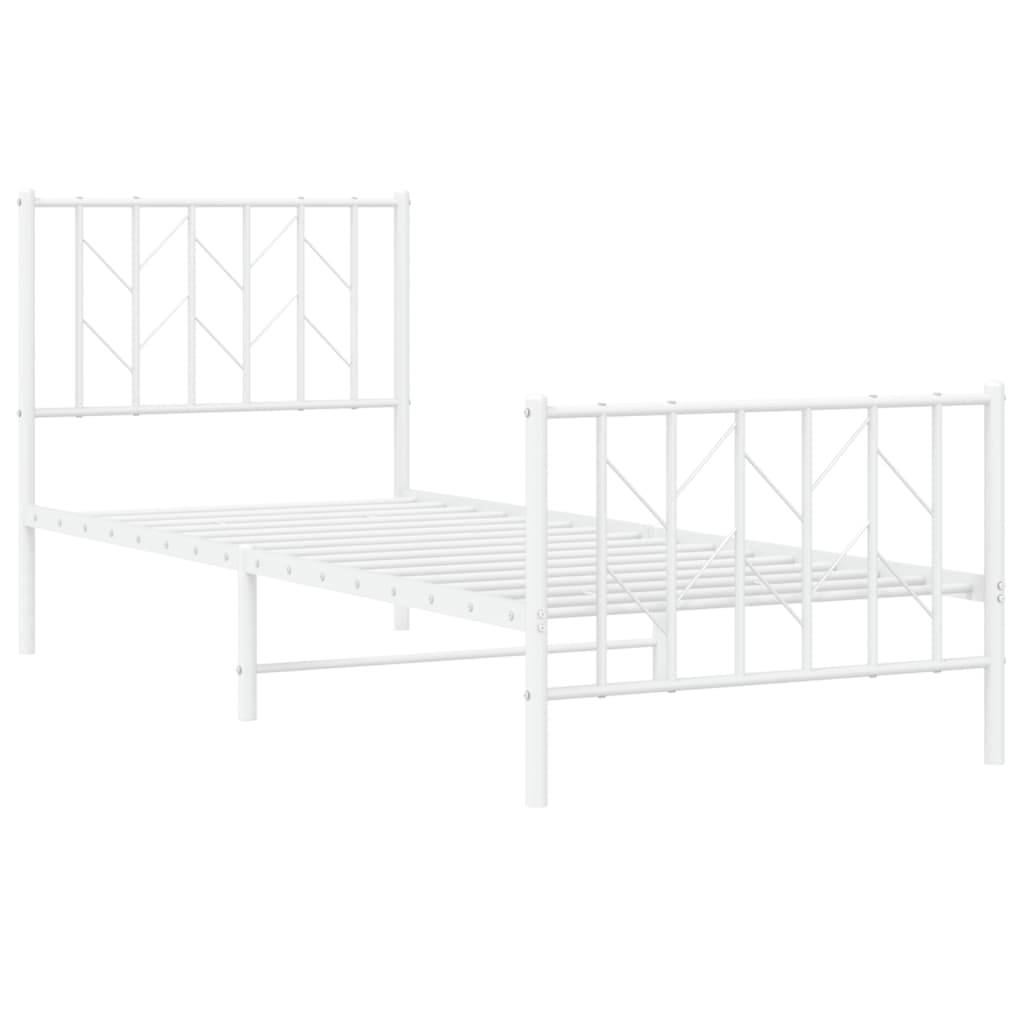 sengeramme med sengegavl og fodgærde 80x200 cm metal hvid