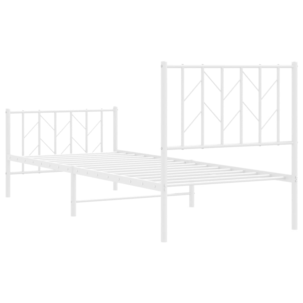 sengeramme med sengegavl og fodgærde 80x200 cm metal hvid