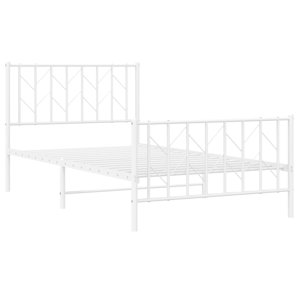 sengeramme med sengegavl og fodgærde 100x200 cm metal hvid