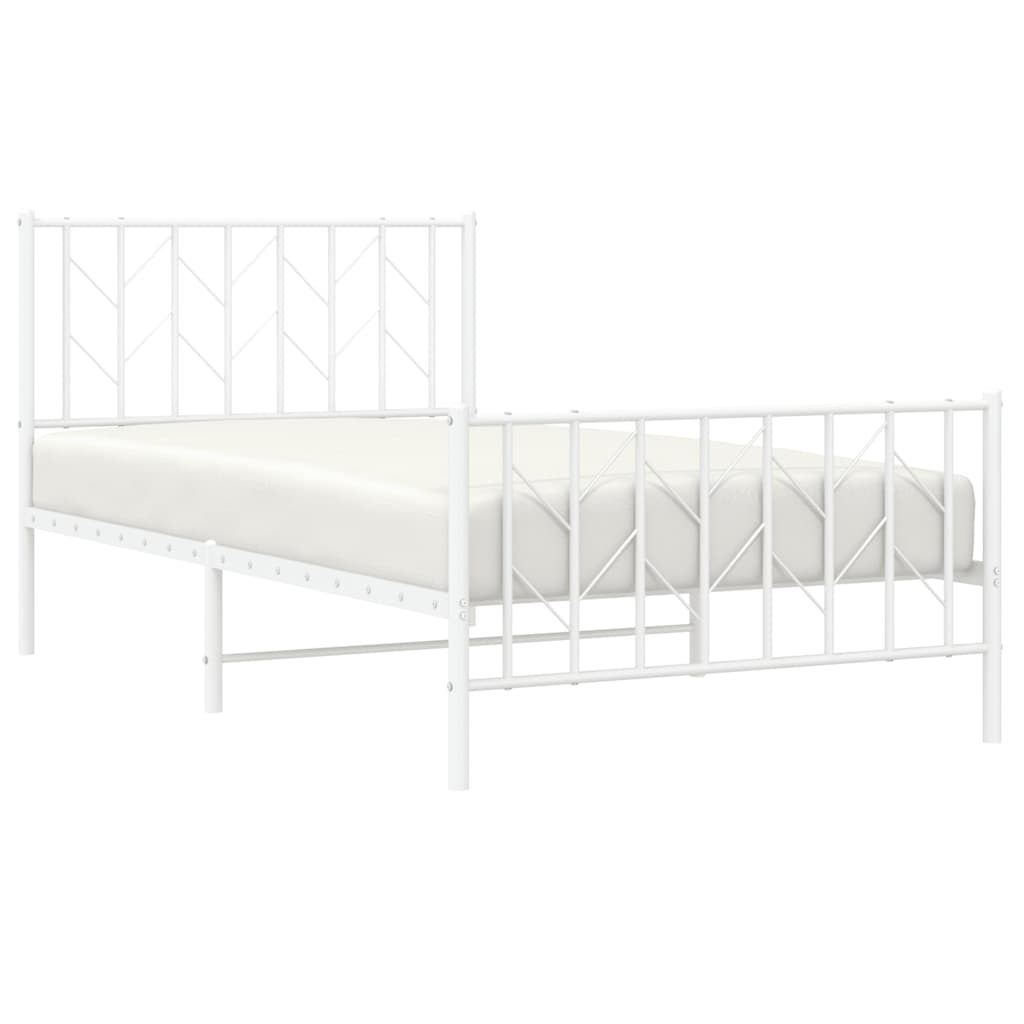 sengeramme med sengegavl og fodgærde 100x200 cm metal hvid