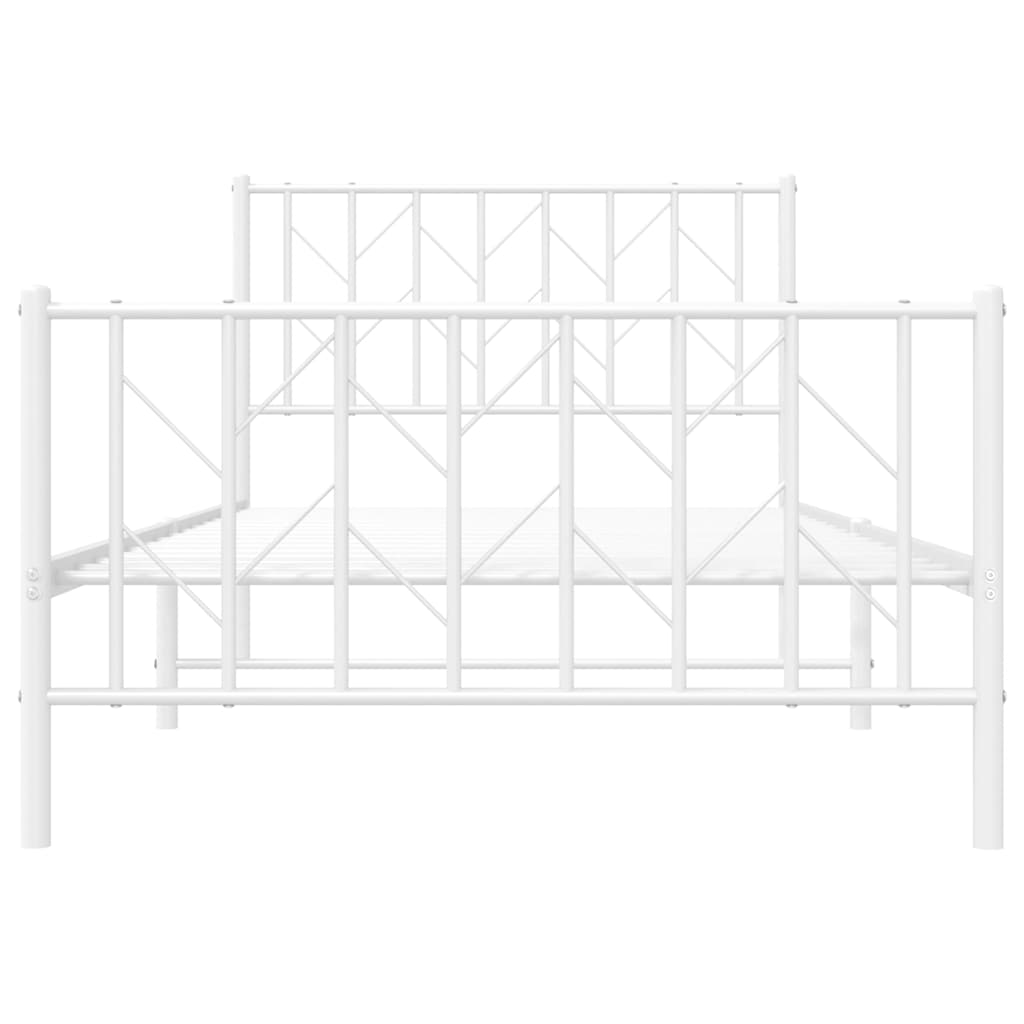 sengeramme med sengegavl og fodgærde 100x200 cm metal hvid