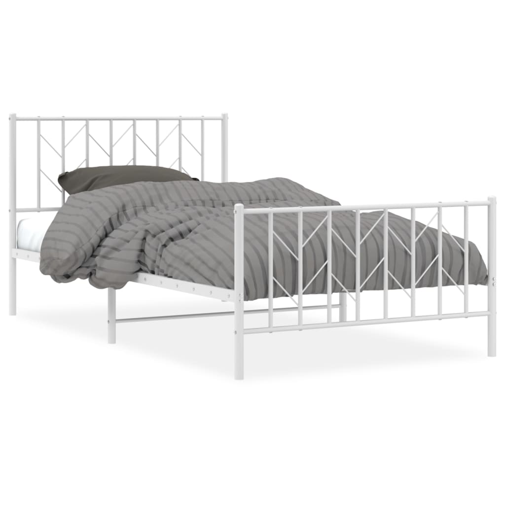 sengeramme med sengegavl og fodgærde 107x203 cm metal hvid