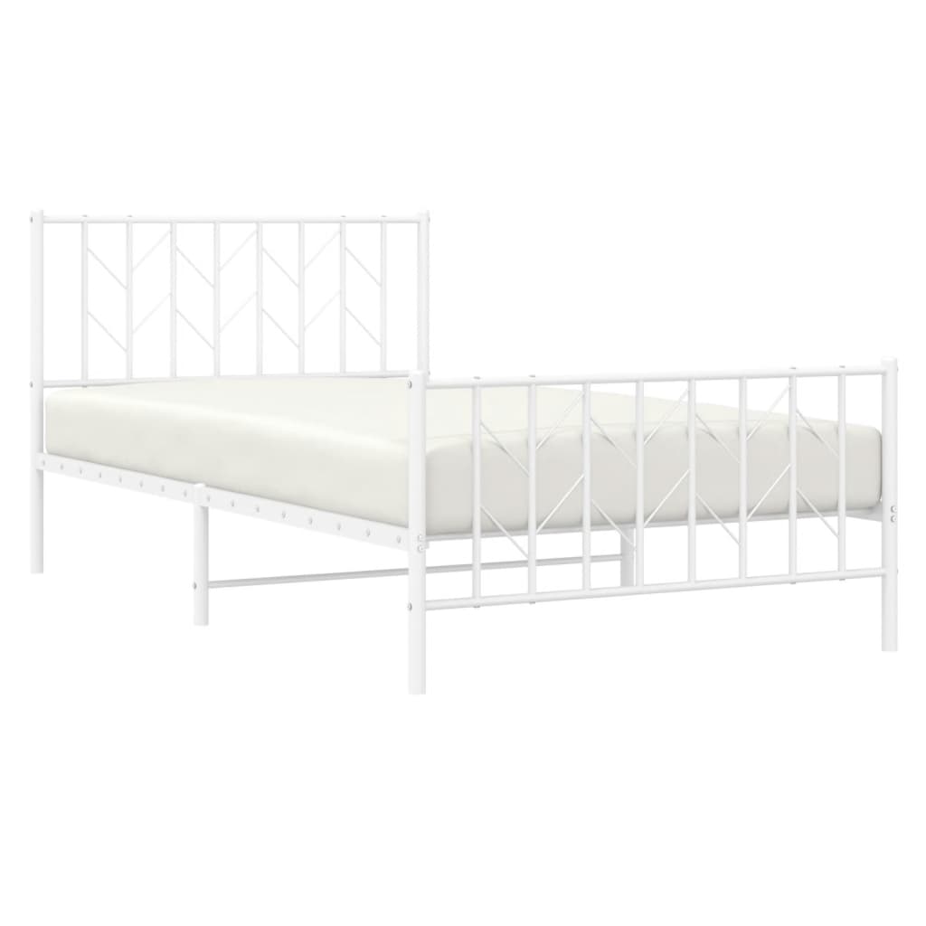 sengeramme med sengegavl og fodgærde 107x203 cm metal hvid