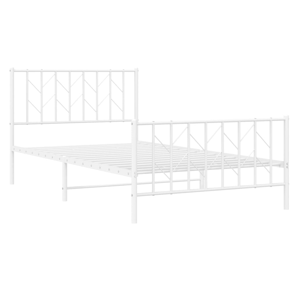 sengeramme med sengegavl og fodgærde 107x203 cm metal hvid