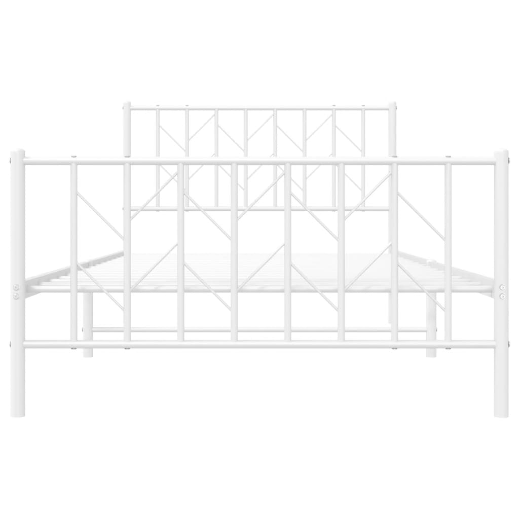 sengeramme med sengegavl og fodgærde 107x203 cm metal hvid