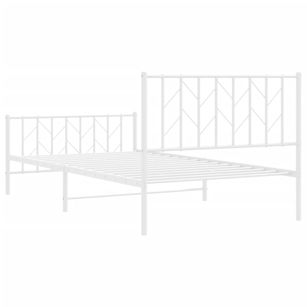 sengeramme med sengegavl og fodgærde 107x203 cm metal hvid