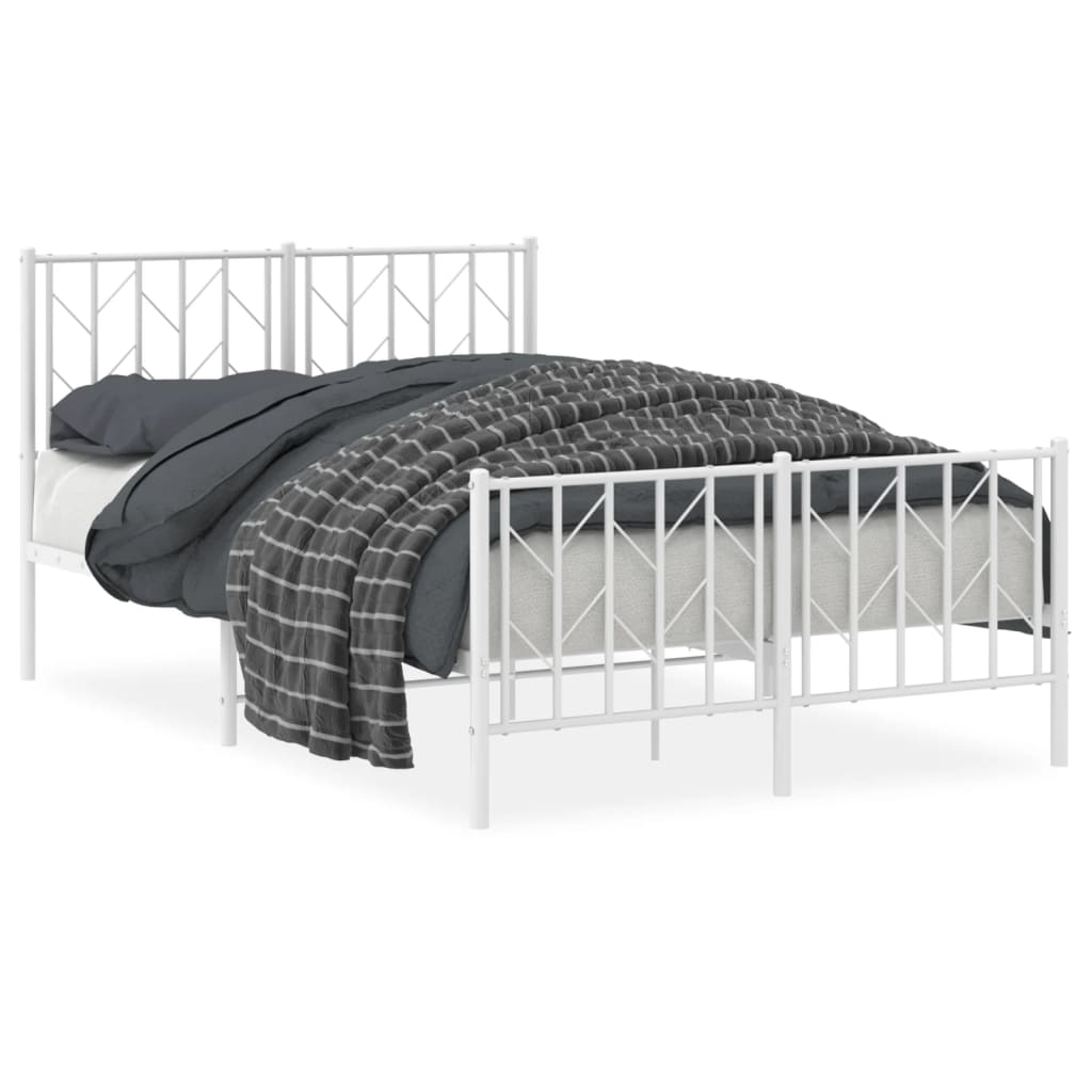 sengeramme med sengegavl og fodgærde 120x190 cm metal hvid