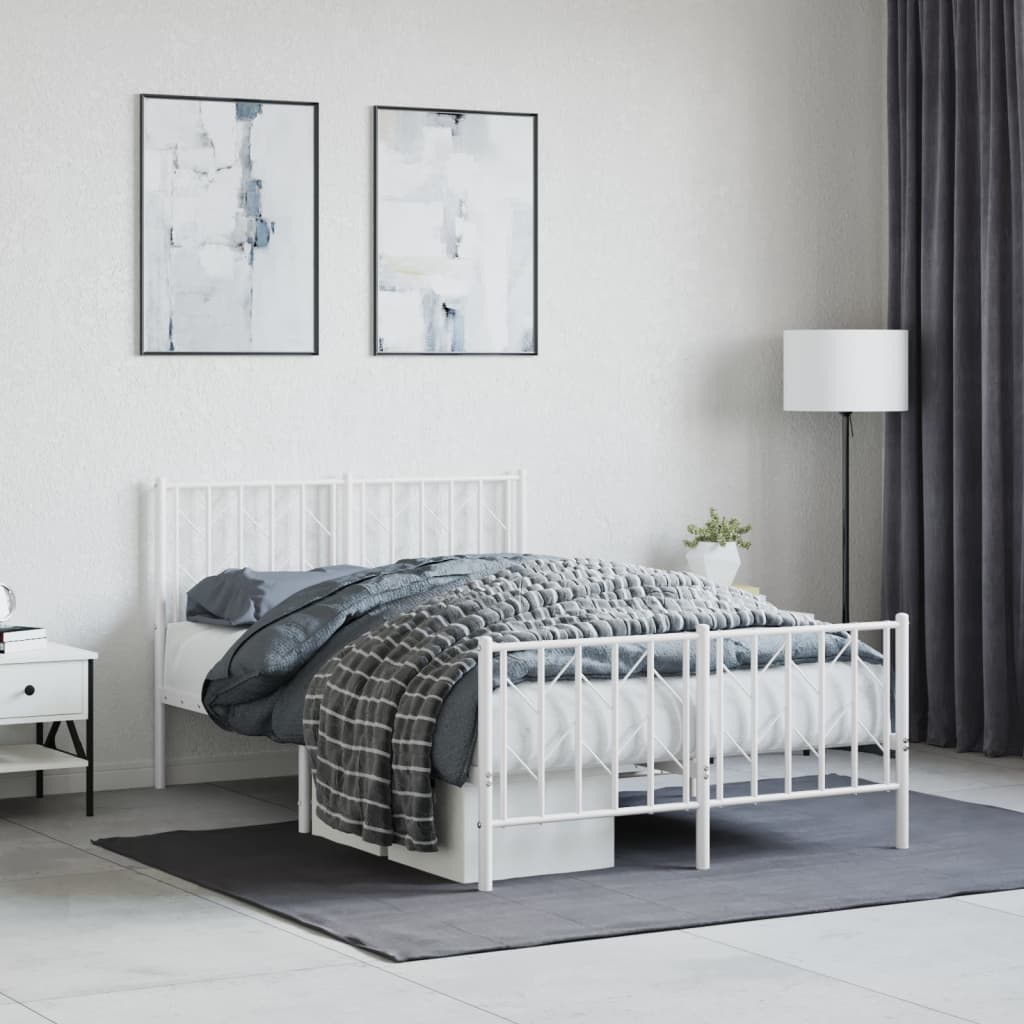 sengeramme med sengegavl og fodgærde 120x190 cm metal hvid