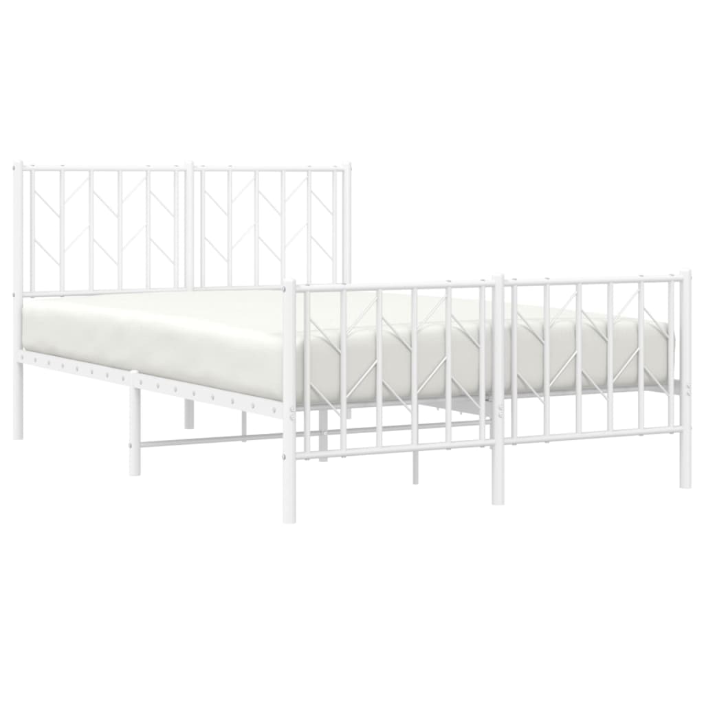 sengeramme med sengegavl og fodgærde 120x200 cm metal hvid