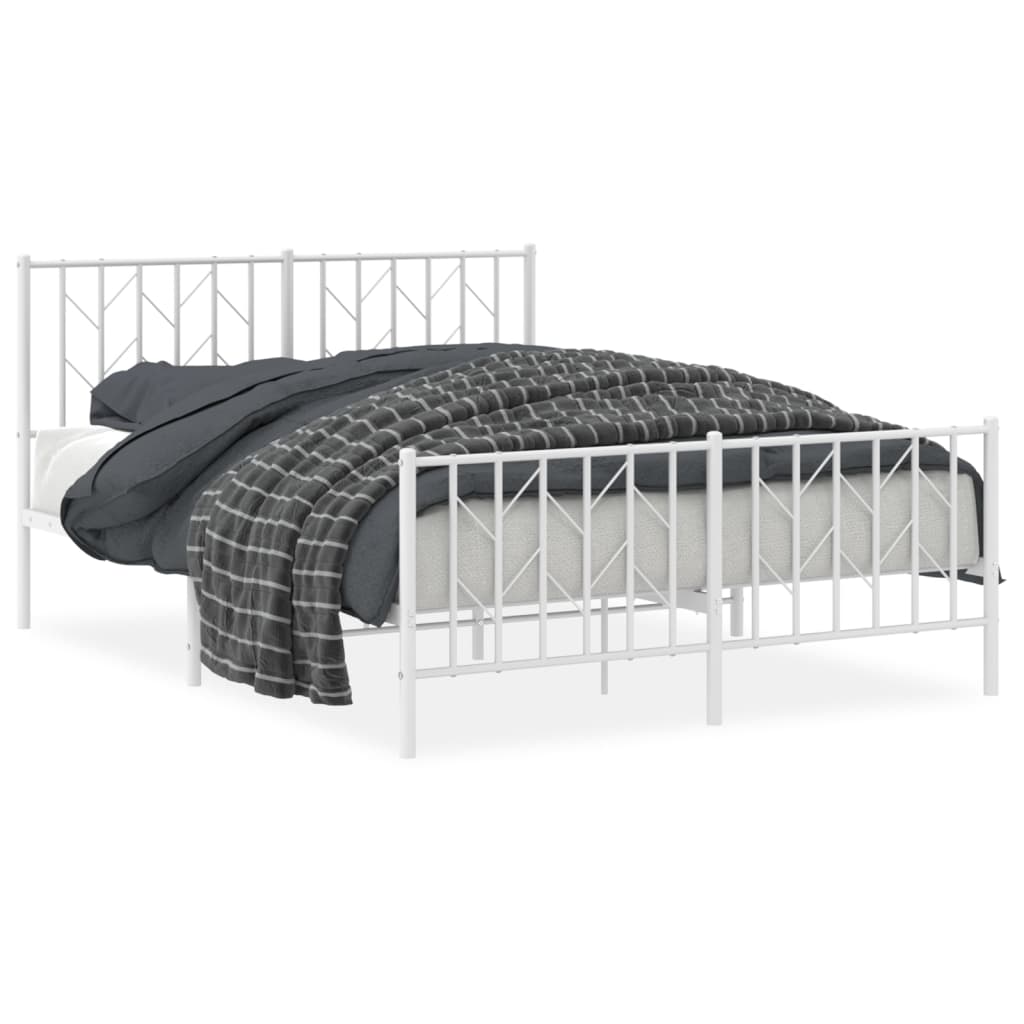 sengeramme med sengegavl og fodgærde 135x190 cm metal hvid