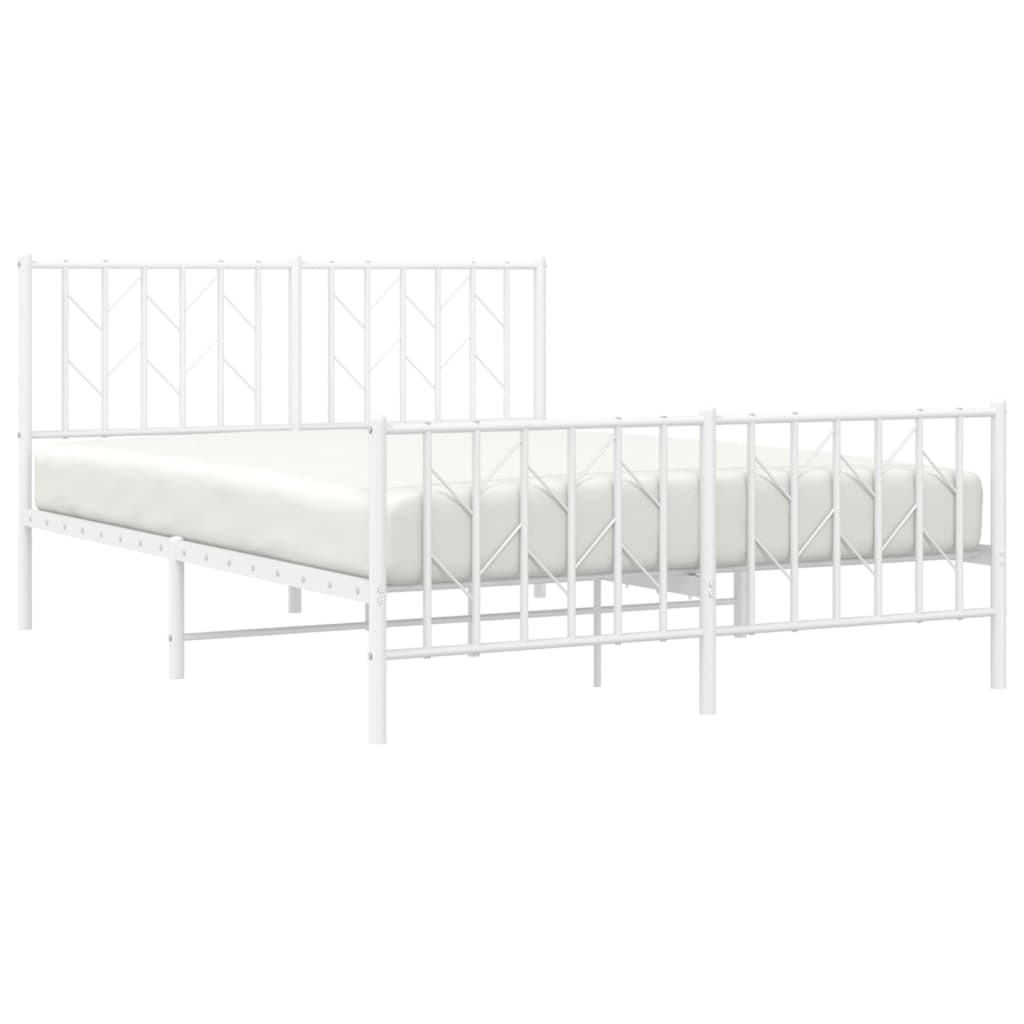 sengeramme med sengegavl og fodgærde 135x190 cm metal hvid