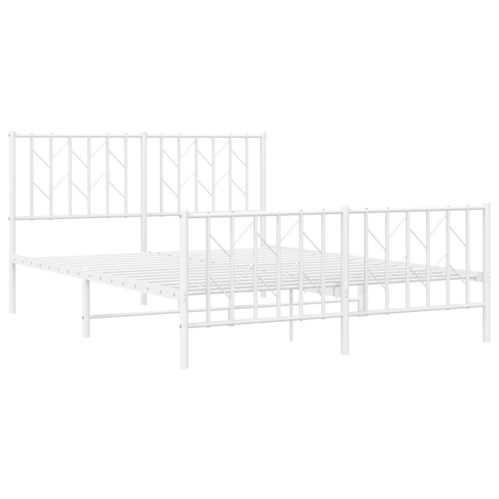 sengeramme med sengegavl og fodgærde 135x190 cm metal hvid