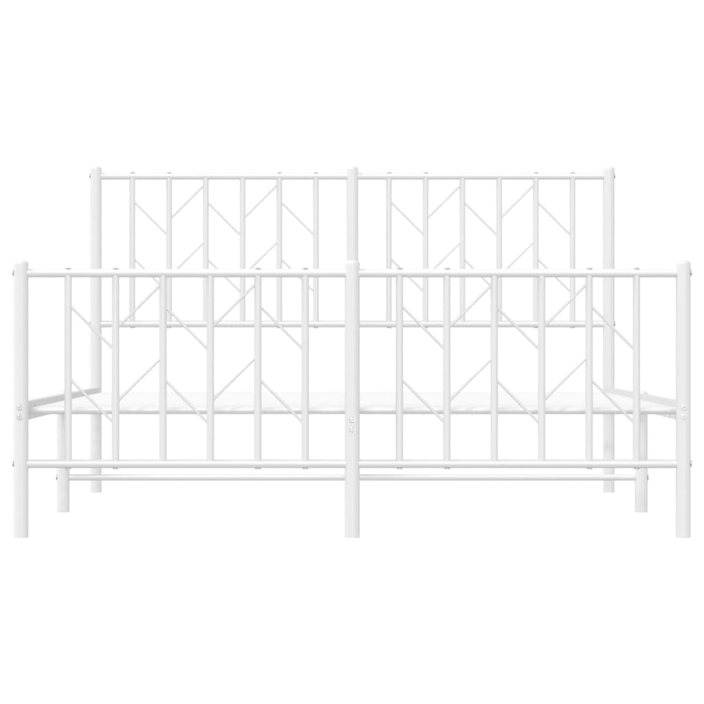 sengeramme med sengegavl og fodgærde 135x190 cm metal hvid