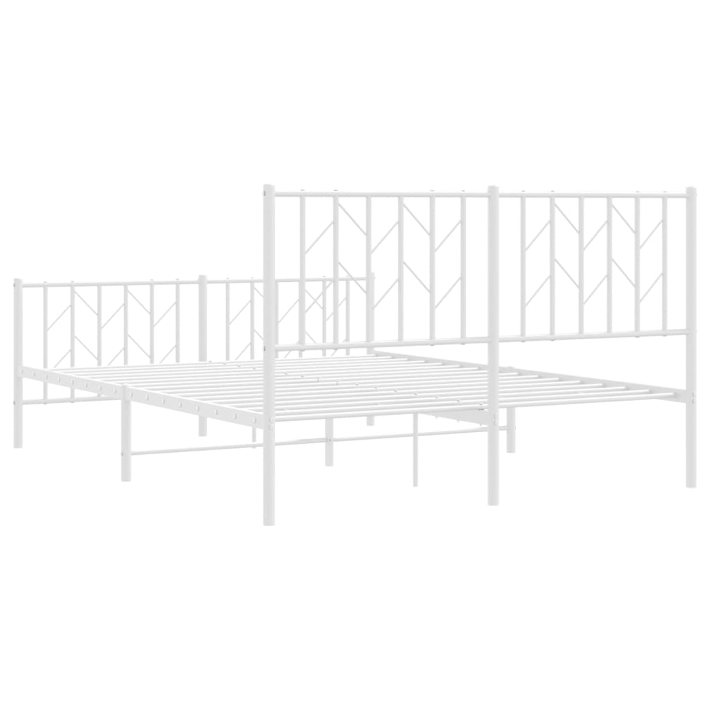 sengeramme med sengegavl og fodgærde 135x190 cm metal hvid