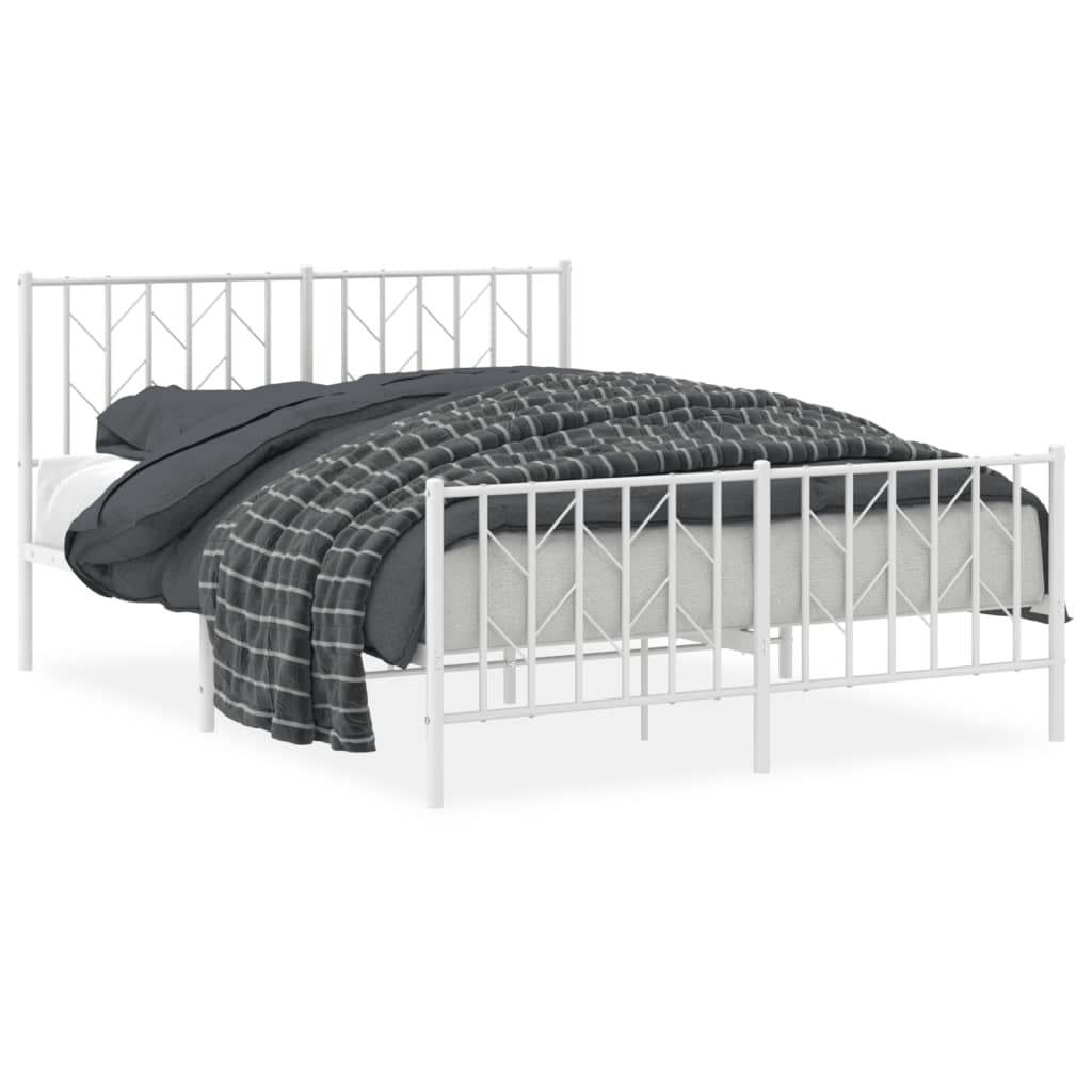 sengeramme med sengegavl og fodgærde 140x190 cm metal hvid