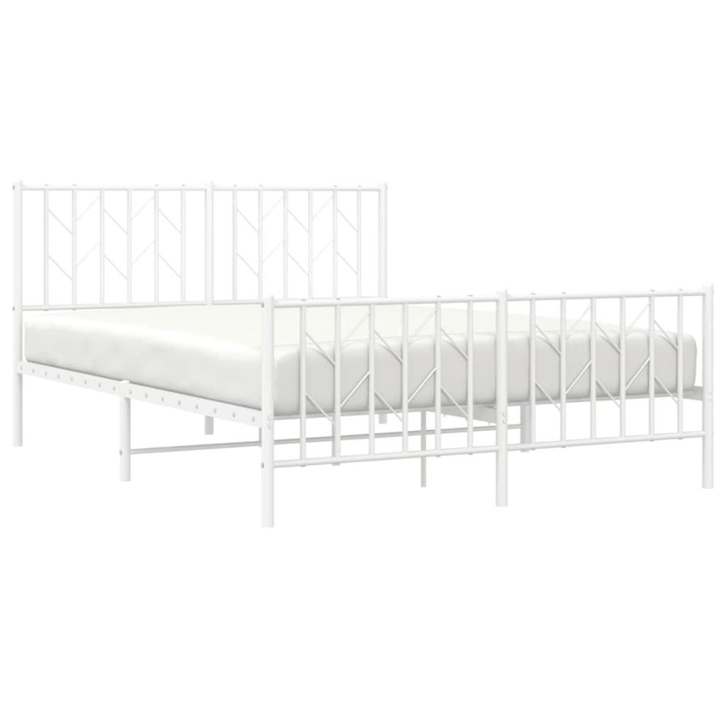 sengeramme med sengegavl og fodgærde 140x190 cm metal hvid