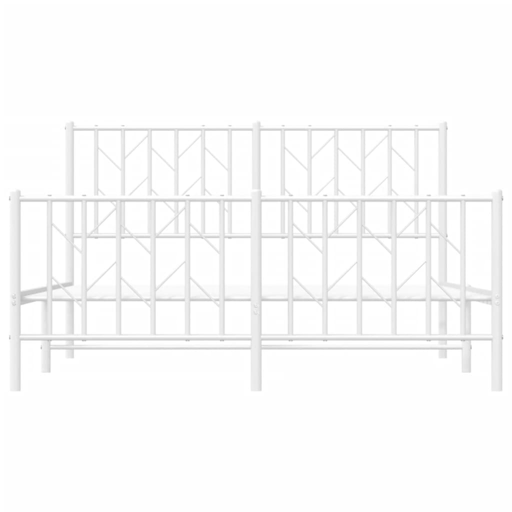 sengeramme med sengegavl og fodgærde 140x190 cm metal hvid