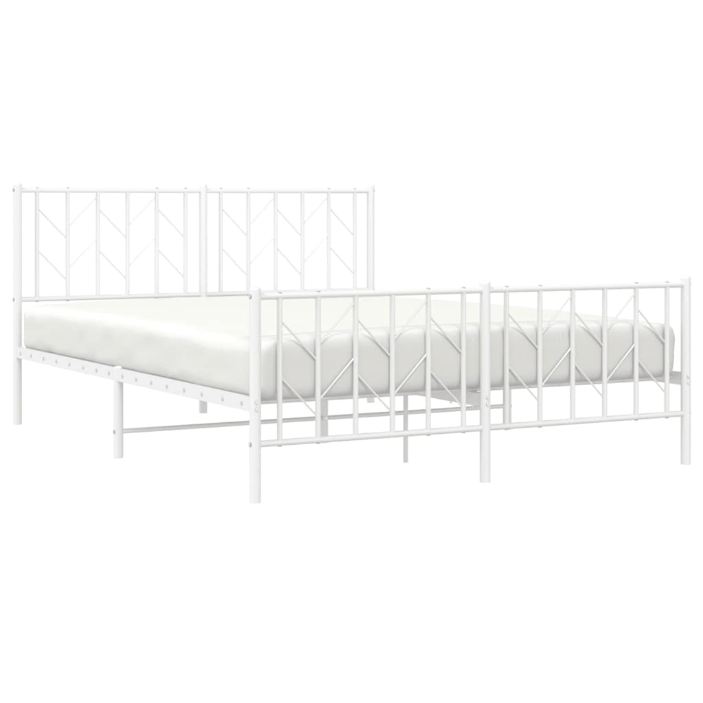 sengeramme med sengegavl og fodgærde 150x200 cm metal hvid