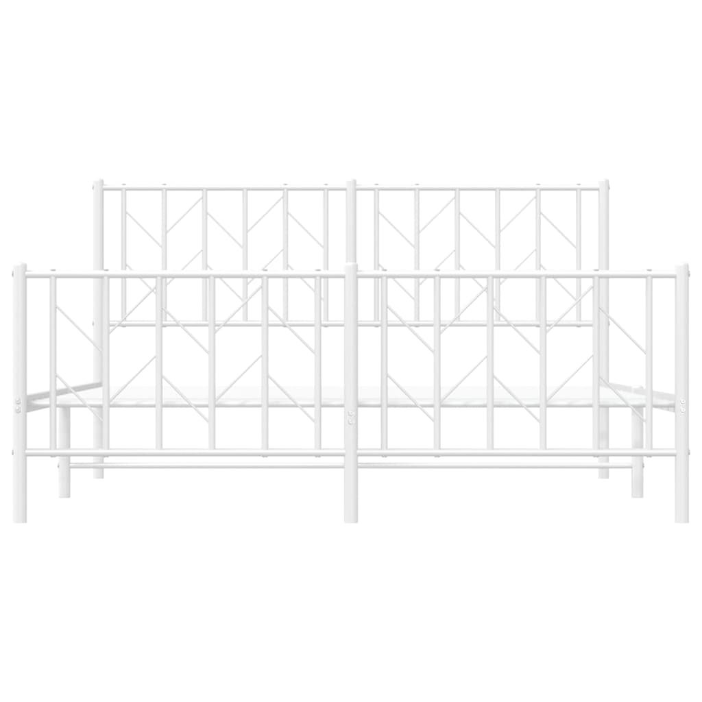 sengeramme med sengegavl og fodgærde 150x200 cm metal hvid