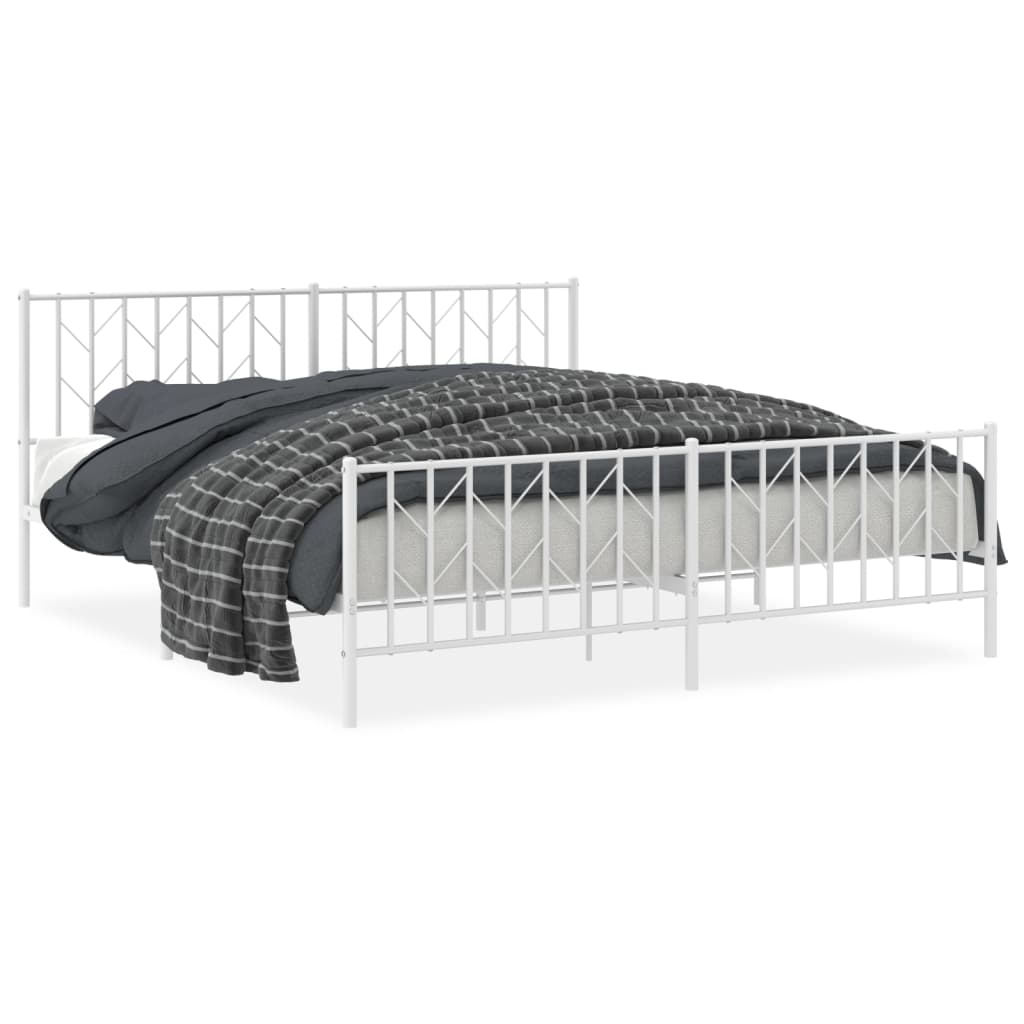 sengeramme med sengegavl og fodgærde 183x213 cm metal hvid