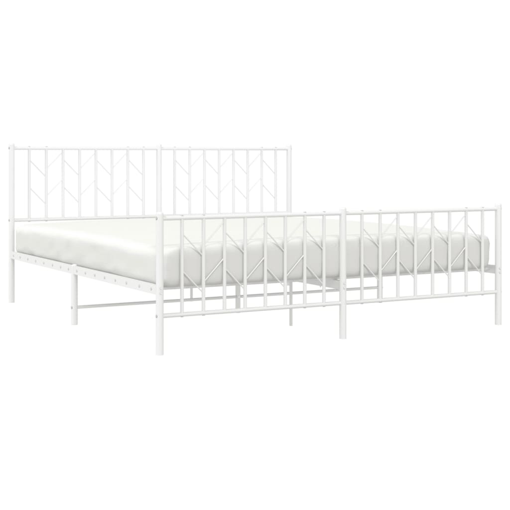 sengeramme med sengegavl og fodgærde 183x213 cm metal hvid