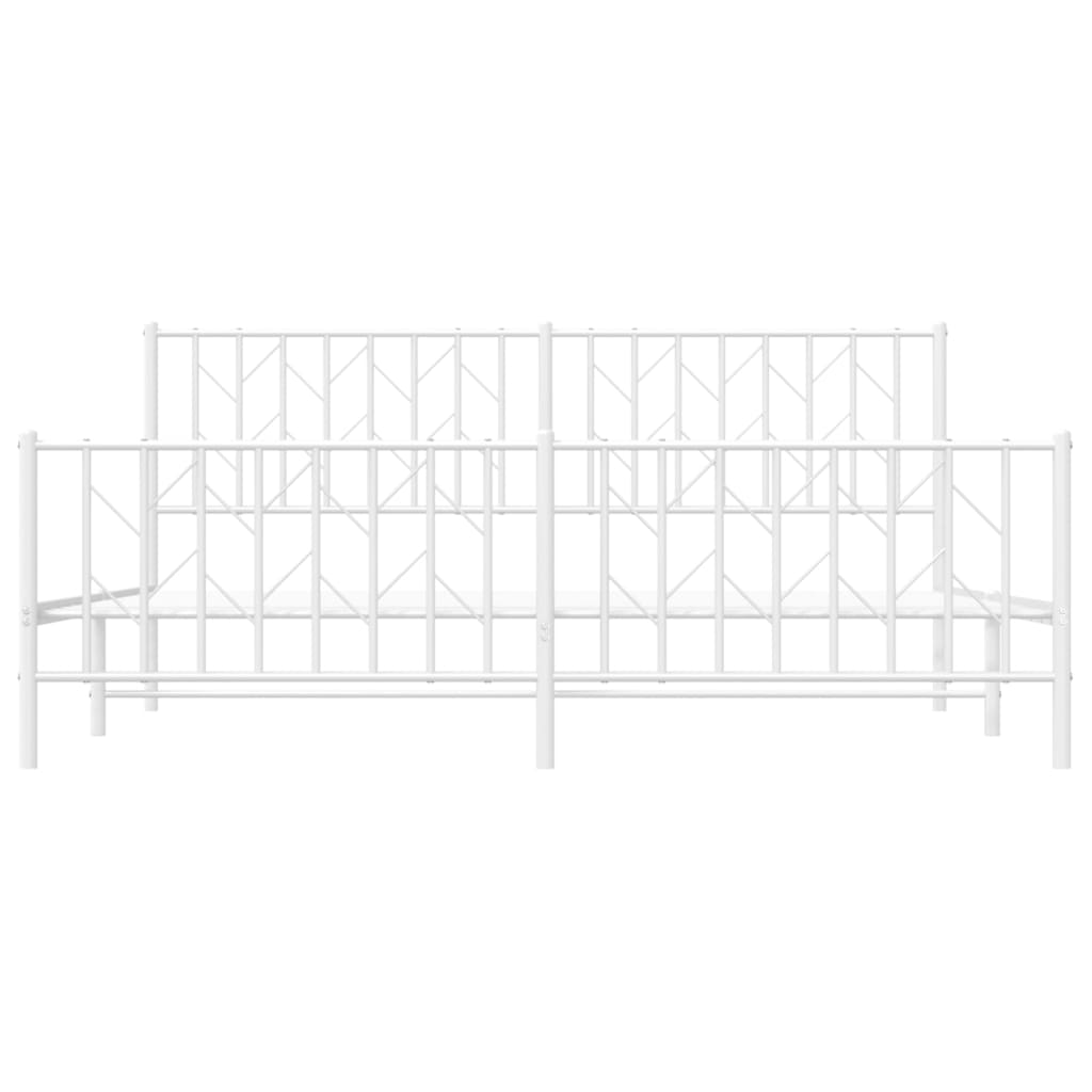sengeramme med sengegavl og fodgærde 183x213 cm metal hvid