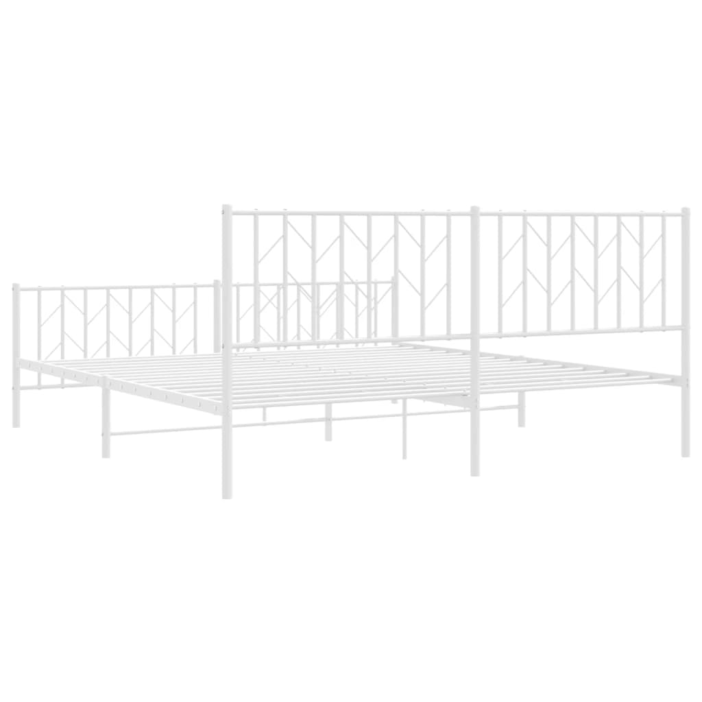 sengeramme med sengegavl og fodgærde 183x213 cm metal hvid