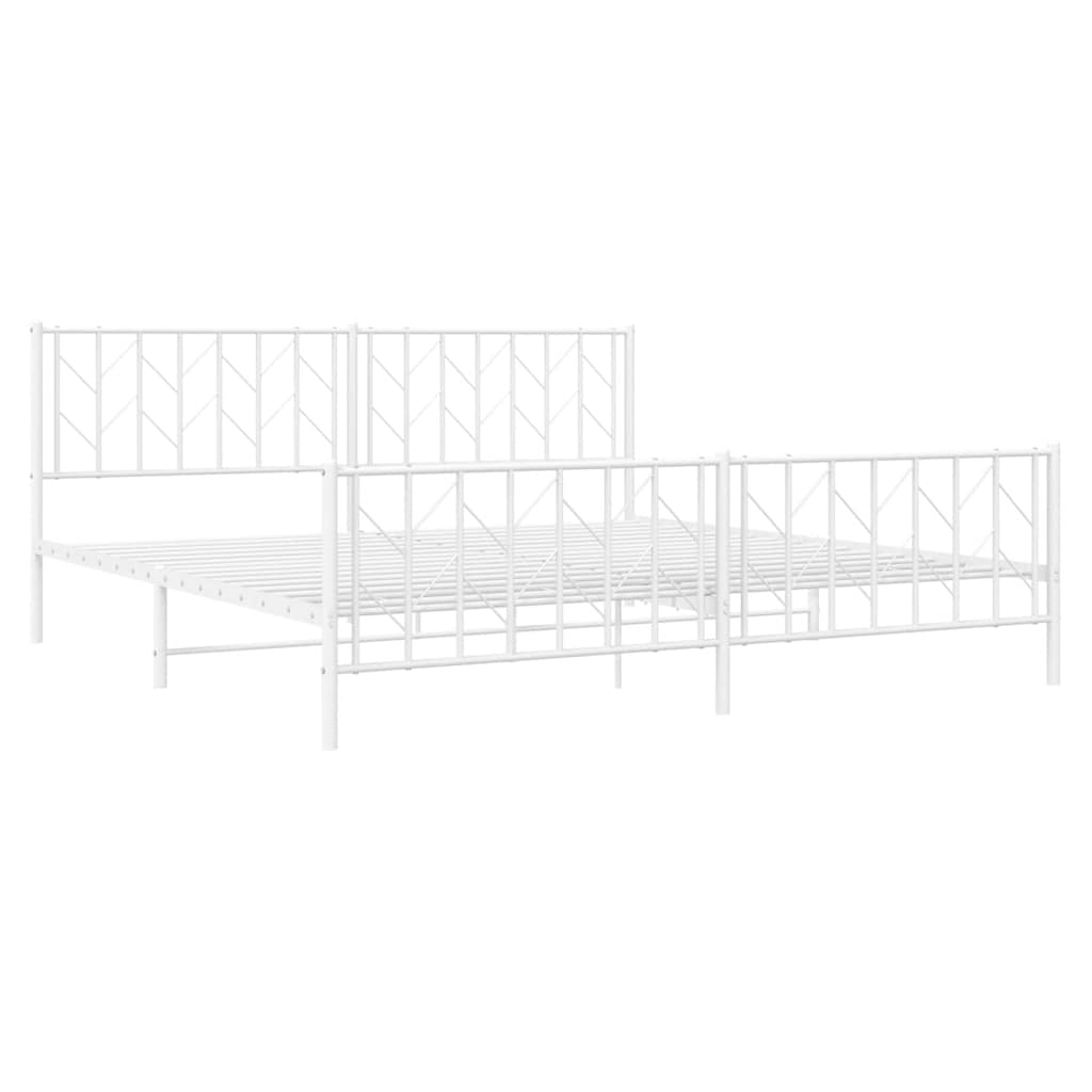 sengeramme med sengegavl og fodgærde 193x203 cm metal hvid