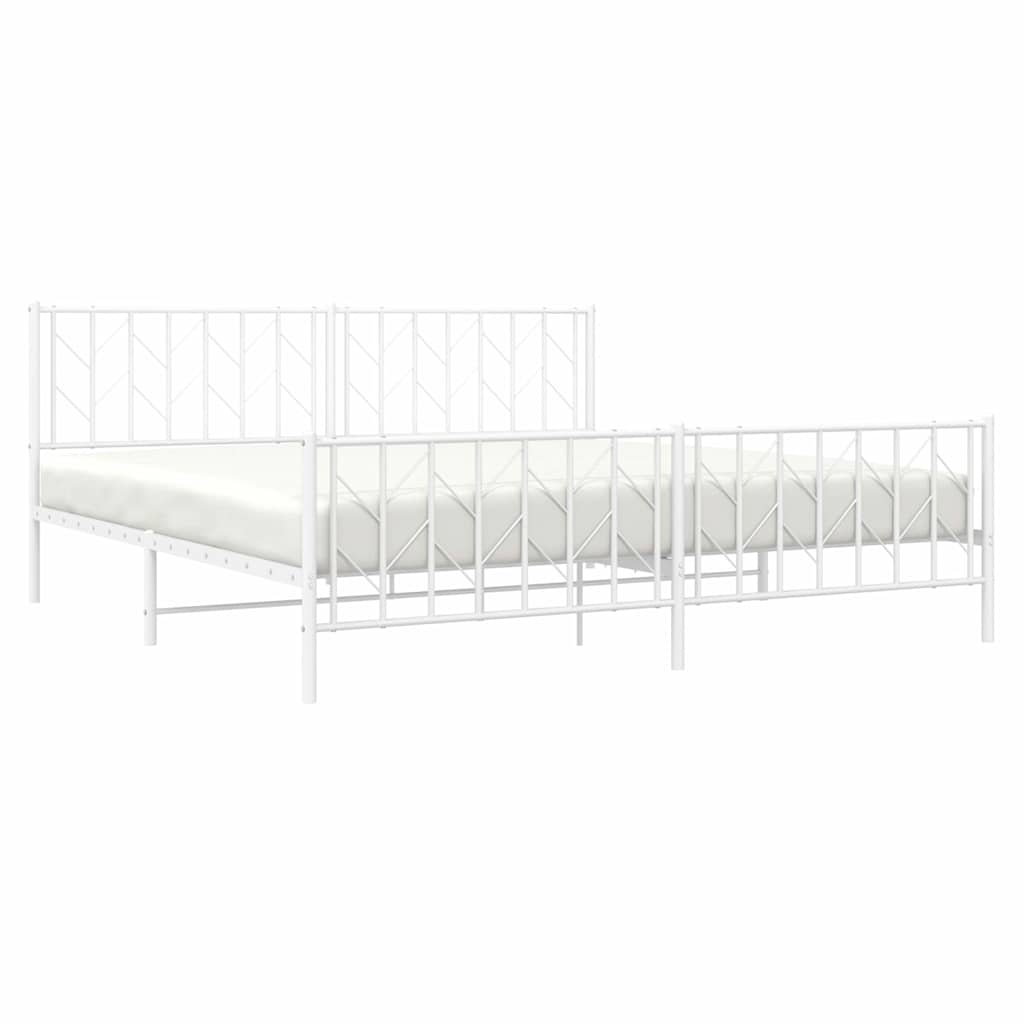 sengeramme med sengegavl og fodgærde 193x203 cm metal hvid