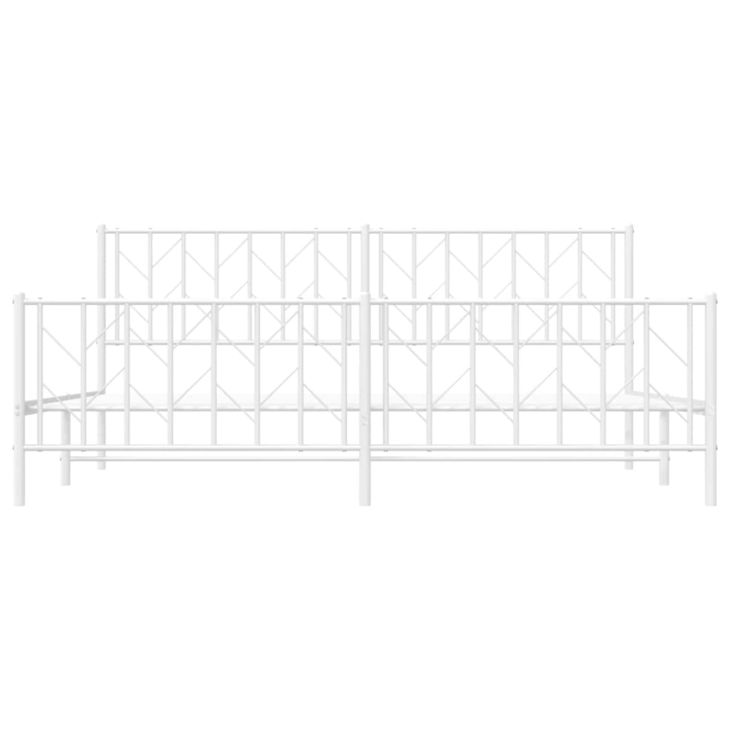 sengeramme med sengegavl og fodgærde 193x203 cm metal hvid
