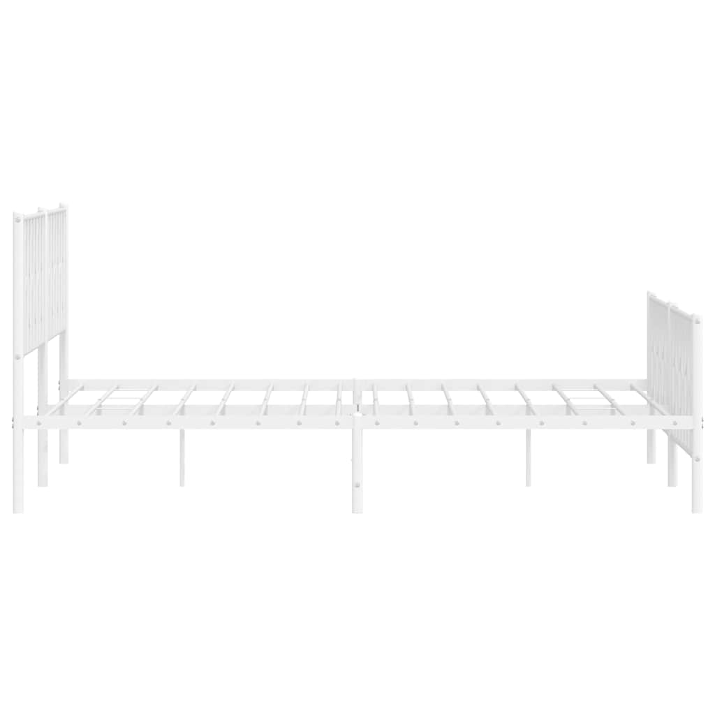sengeramme med sengegavl og fodgærde 193x203 cm metal hvid