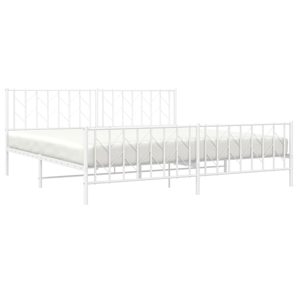 sengeramme med sengegavl og fodgærde 200x200 cm metal hvid