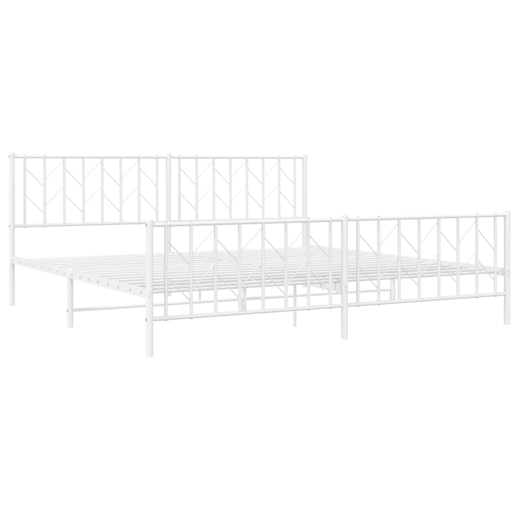 sengeramme med sengegavl og fodgærde 200x200 cm metal hvid